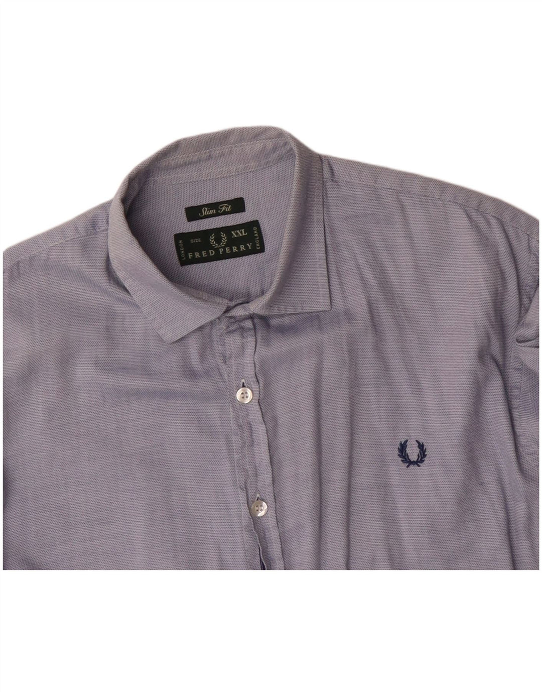 FRED PERRY Herre Slim Fit skjorte 2XL blå bomuld