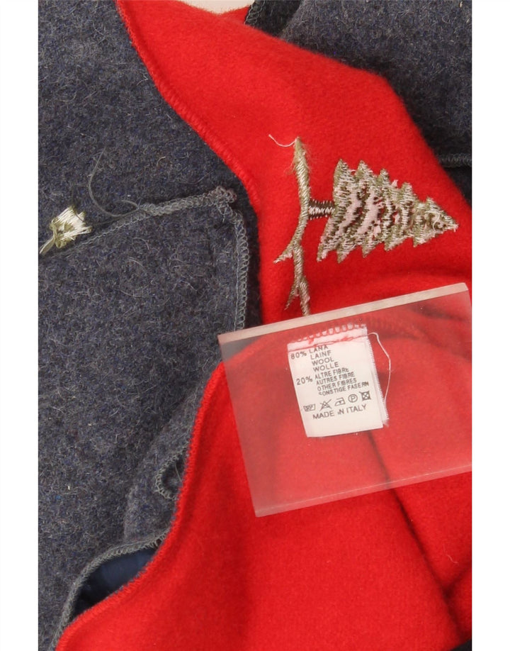Vintage damevest UK 14 Medium Rød Colourblock Uld
