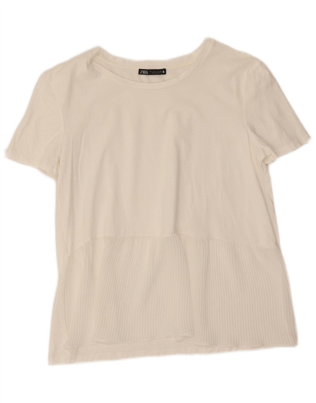 Zara Dame T-Shirt Top UK 10 Small White