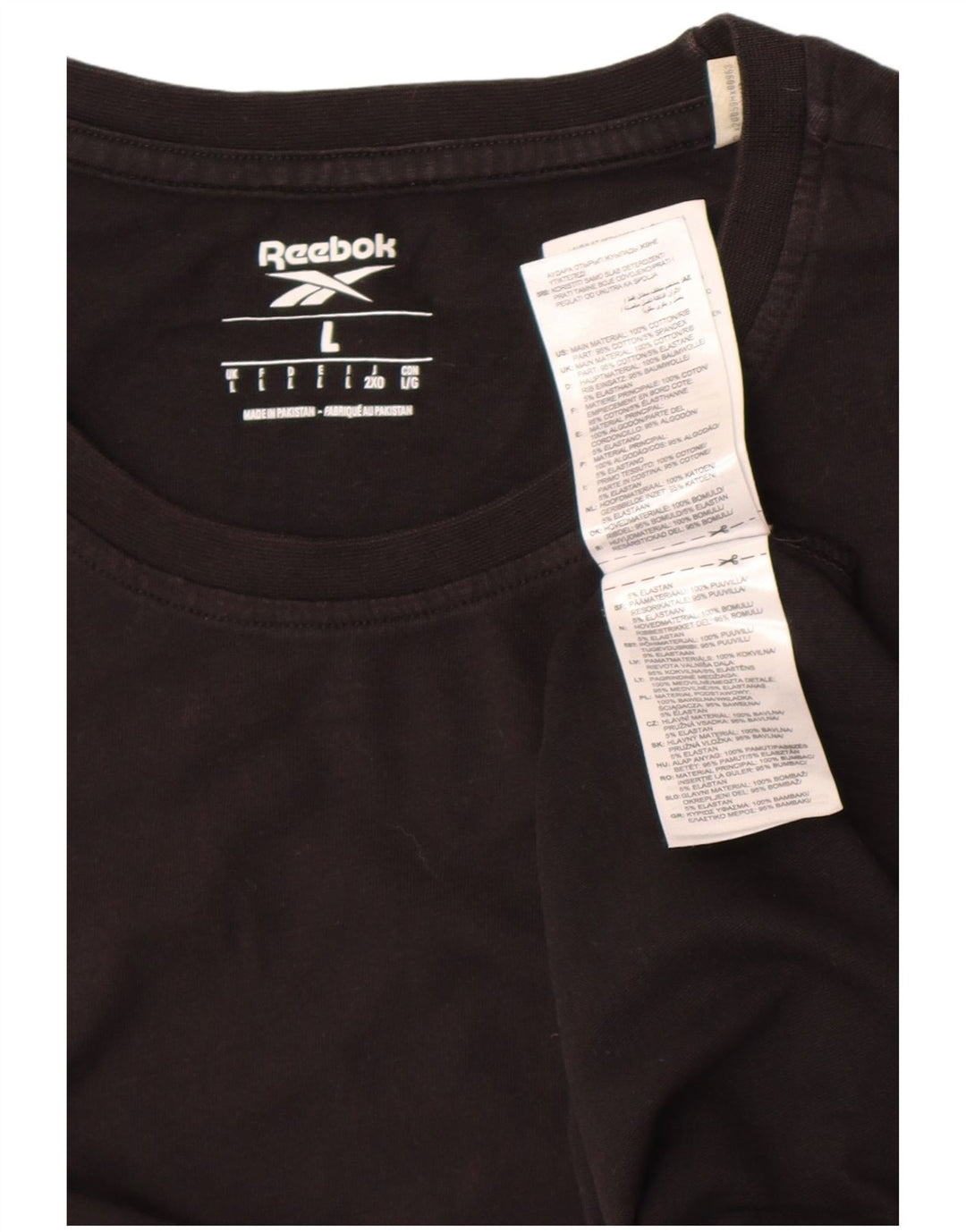 Reebok Herre T-Shirt Top Stor Sort Bomuld