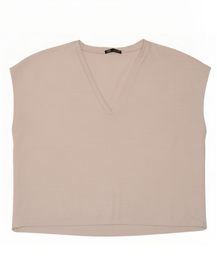 Zara Dame Oversized Vest Top UK 10 Small White Polyester