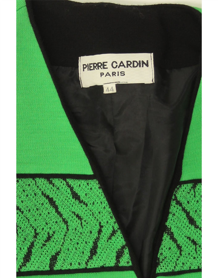 Pierre Cardin Dame 3-knaps blazerjakke EU 44 XL Grøn geometrisk uld