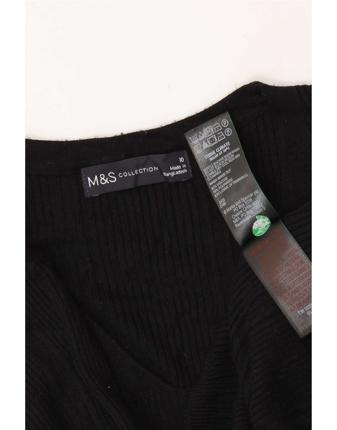 Marks & Spencer Dametop Langærmet UK 10 Lille sortstribet viskose