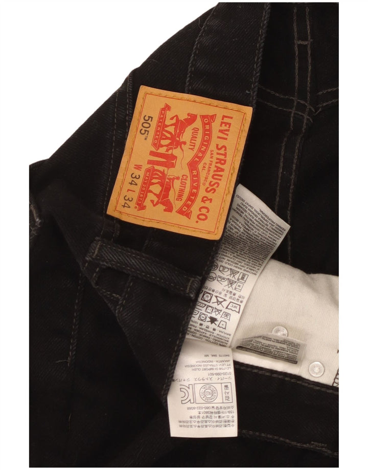 Levi's Herre 505 Straight Jeans W34 L34 Sort Bomuld