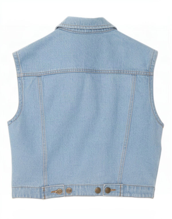 John Baner Womens Crop Denim Gilet UK 10 Small Blue Cotton