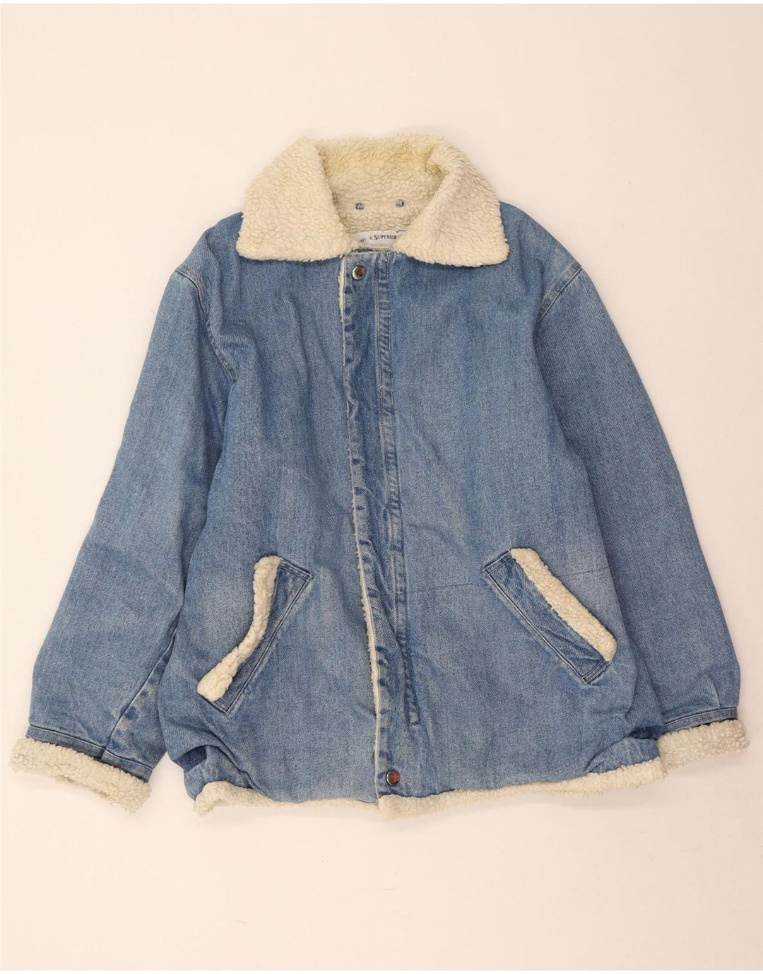 Vintage Herre Denim Sherpa Jacket UK 38 Medium Blue