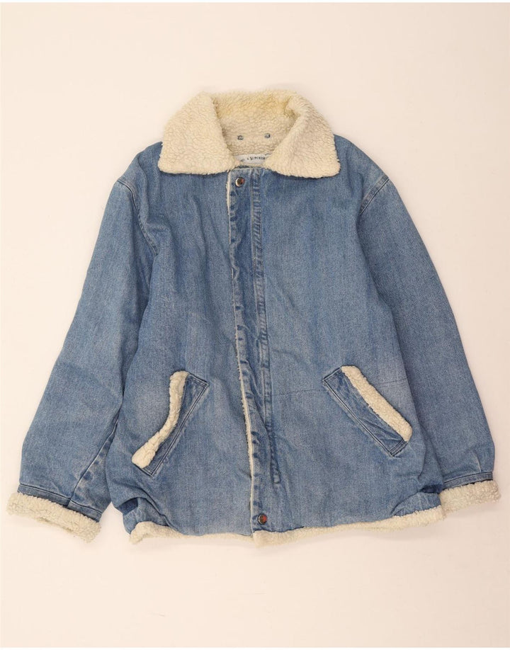 Vintage Herre Denim Sherpa Jacket UK 38 Medium Blue