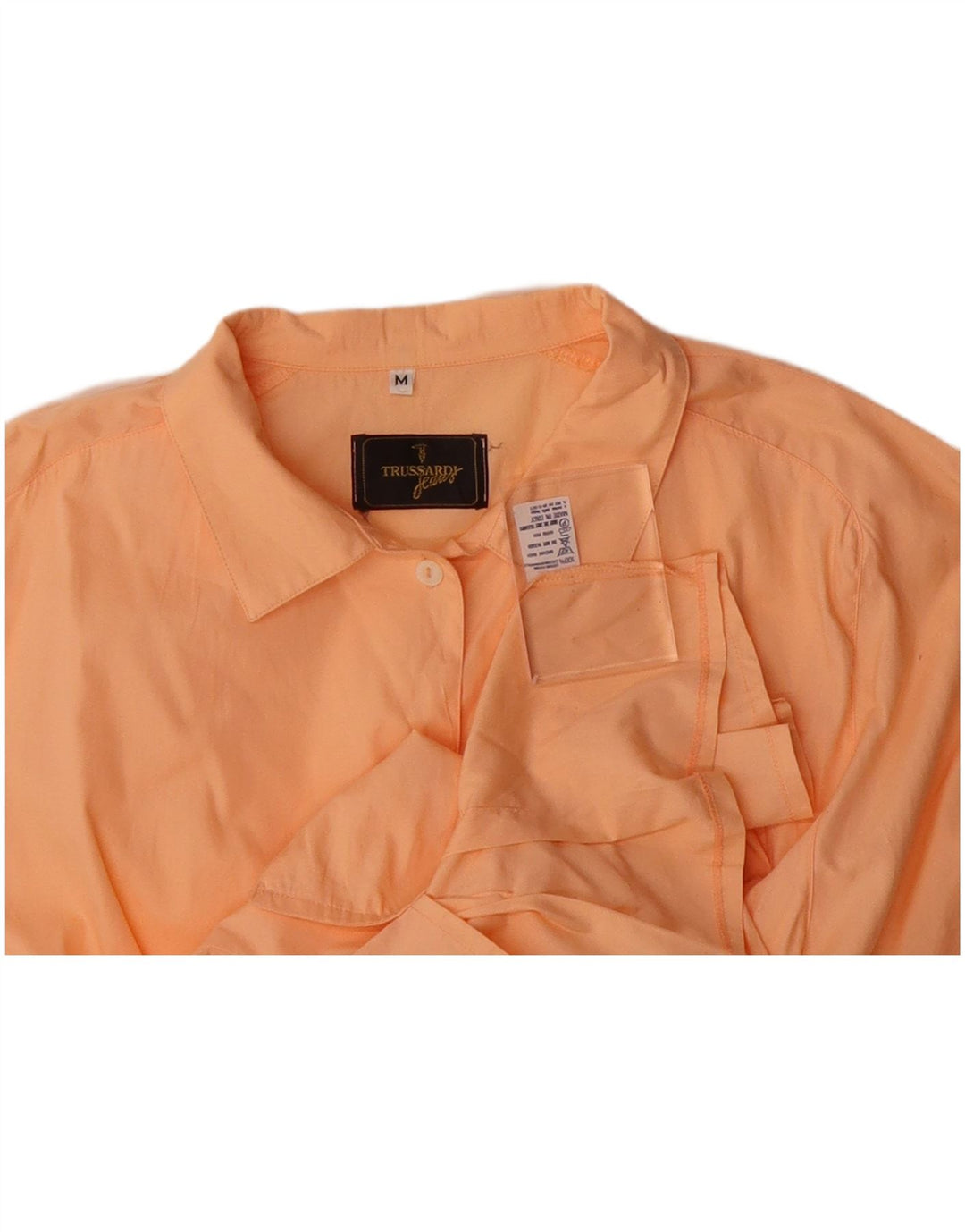 TRUSSARDI JEANS Womens Short Sleeve Shirt Blouse UK 14 Medium Orange