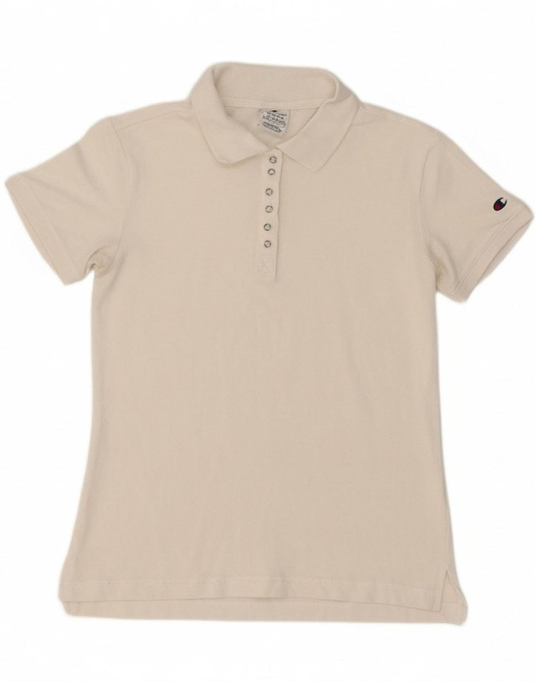 CHAMPION Womens Polo Shirt UK 12 Medium White Cotton