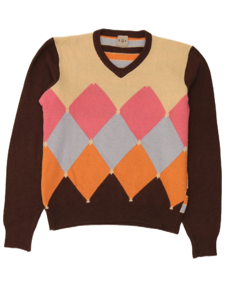 Vintage Herre Medium Multicolored Argyle/Diamond Wool