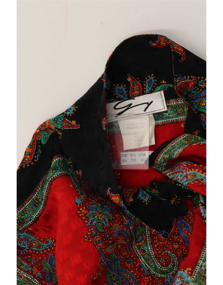 Genny Womens Shirt Bluse UK 14 Medium Multicolored Paisley Silk