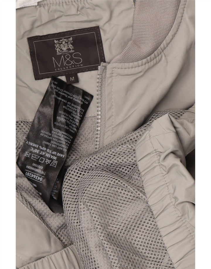 Marks & Spencer Bomber Jacket UK 38 Medium Grey Polyester