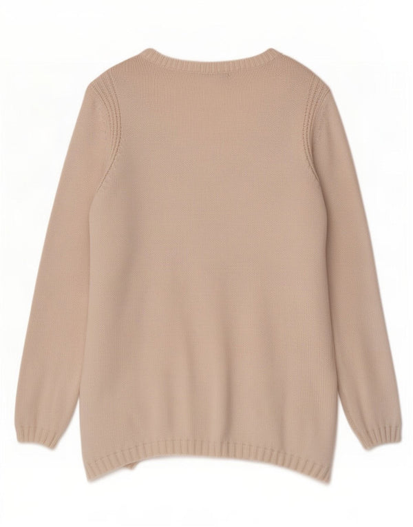 Marks & Spencer Dame V-hals sweater UK 16 Stor Beige Bomuld