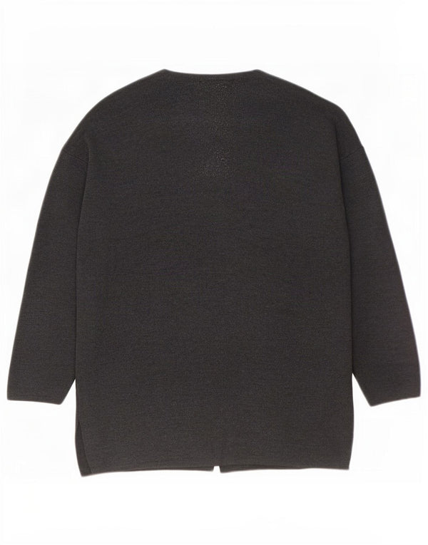 Benetton Womens Oversized Cardigan Sweater UK 16 Large Grå Uld