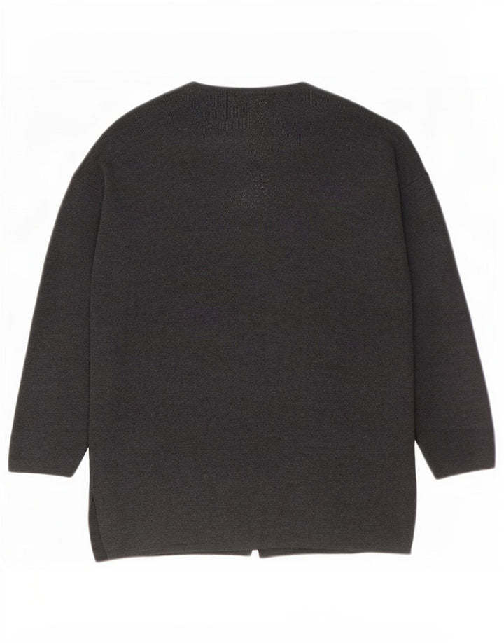 Benetton Womens Oversized Cardigan Sweater UK 16 Large Grå Uld