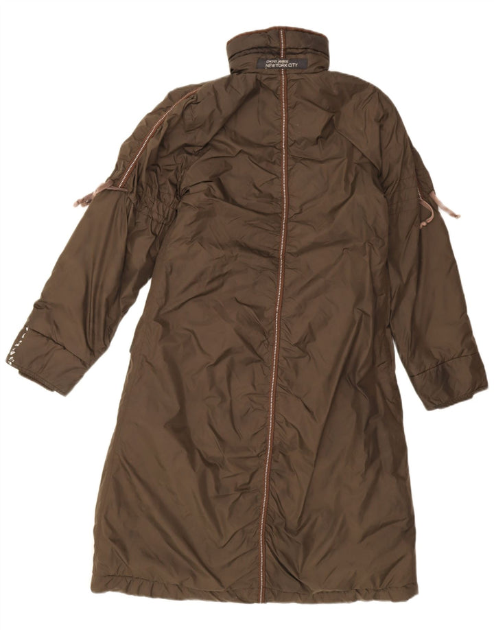 Dkny Dame Polstret Frakke UK 6 XS Khaki Bomuld