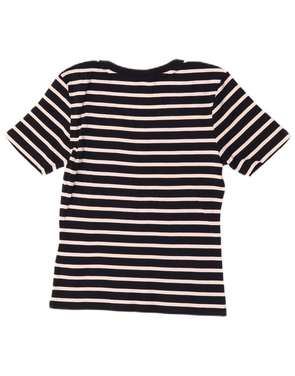 Tommy Hilfiger Dame Crop T-Shirt Top UK 10 Lille sort stribet bomuld