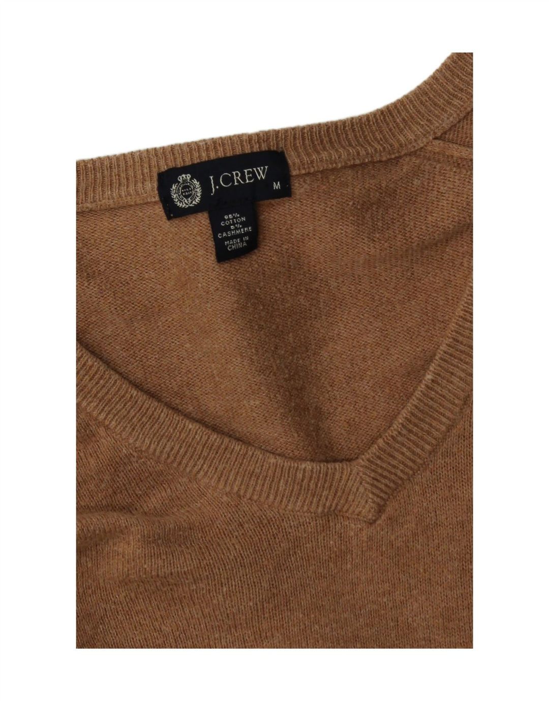 J. CREW Womens V-Neck Jumper Sweater UK 14 Medium Beige Cotton Vintage J. Crew and Second-Hand J. Crew from Messina Hembry 