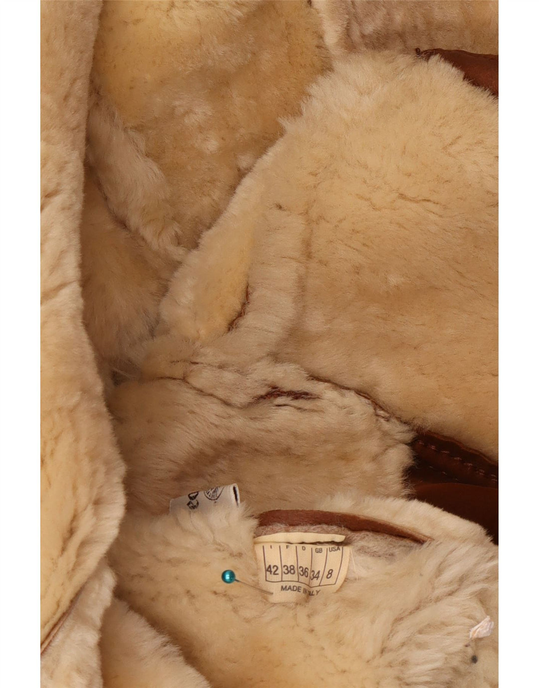 Vintage Dame Oversized Shearling Jacket US 8 Medium Brown Læder