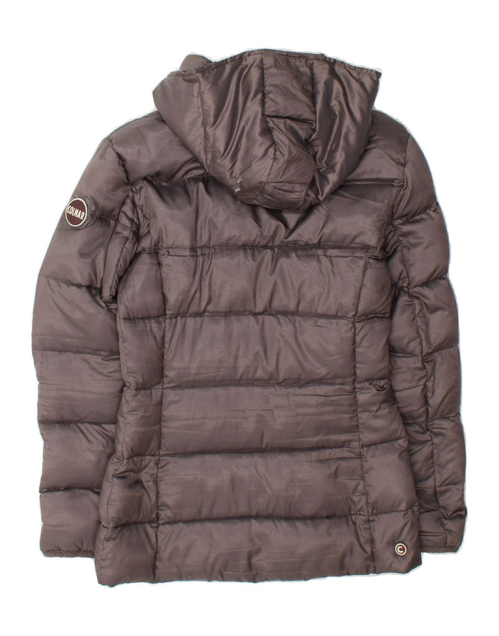 COLMAR Womens Hooded Padded Jacket UK 14 Medium Grey Vintage Colmar and Second-Hand Colmar from Messina Hembry 