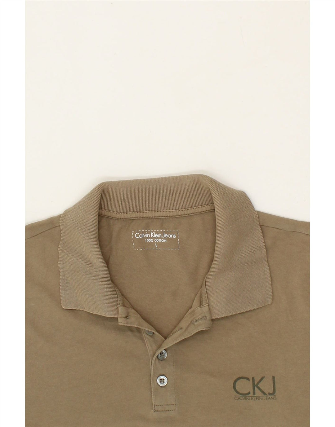 CALVIN KLEIN JEANS Mens Polo Shirt Large Brown Cotton Vintage Calvin Klein Jeans and Second-Hand Calvin Klein Jeans from Messina Hembry 