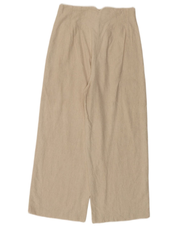Zara Womens Wide Leg Cropped Trousers Medium W28 L25 Off White Bomuld