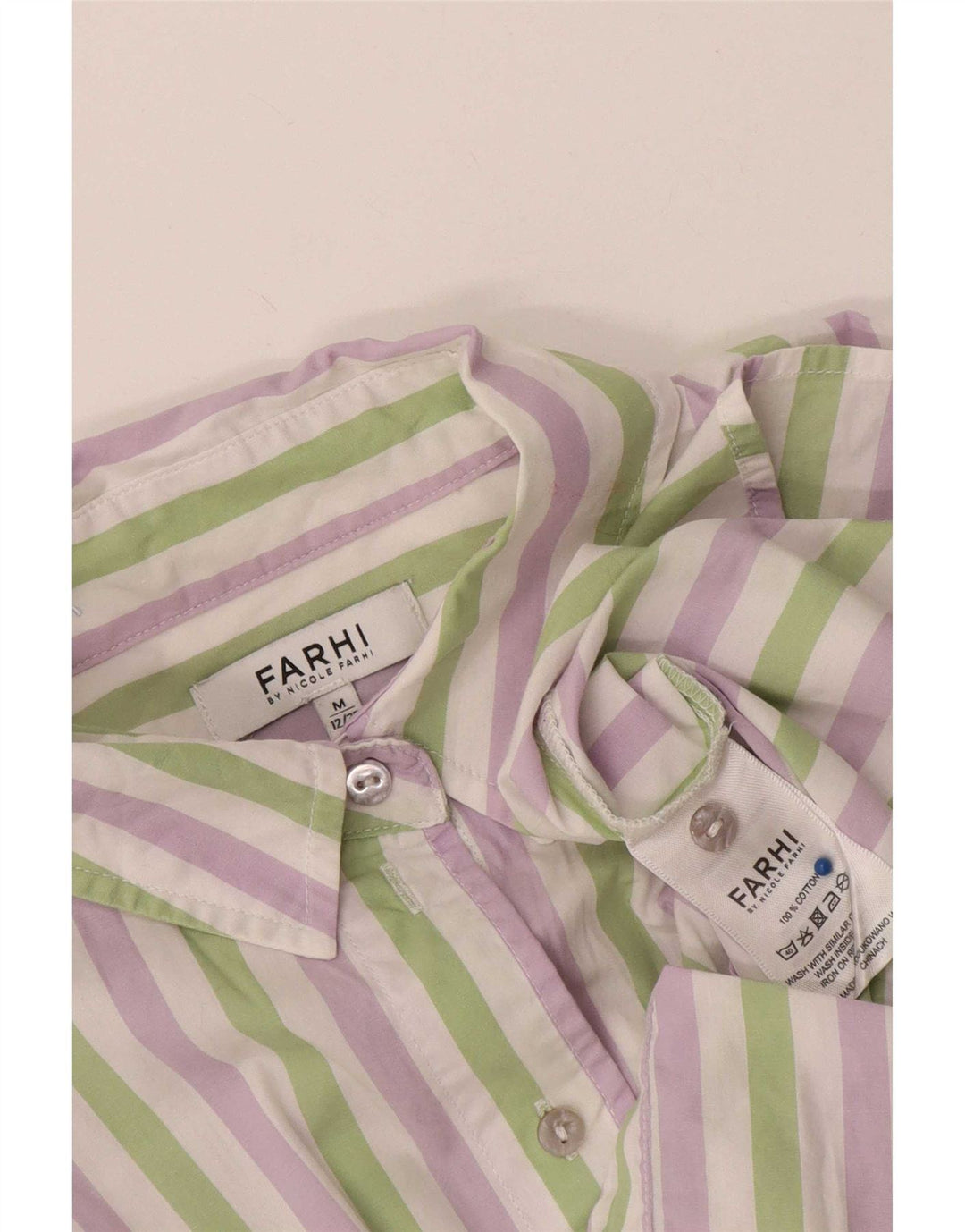 Nicole Farhi Dameskjorte UK 14 Medium Flerfarvet Stribet Bomuld