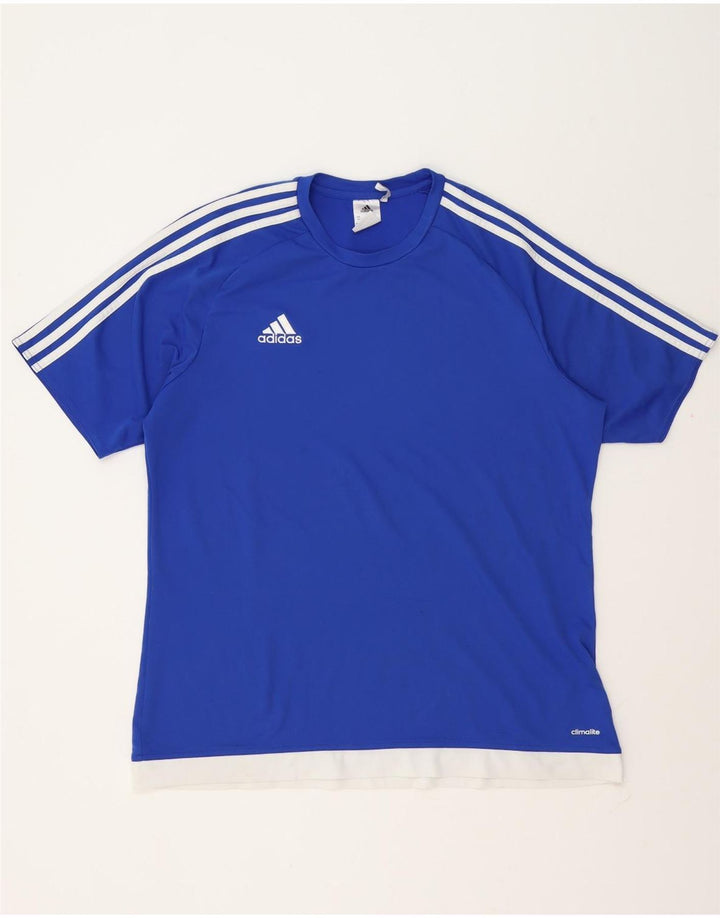 Adidas Herre Climalite T-Shirt Top XL Blå Colourblock Polyester