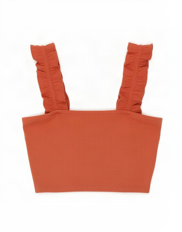Zara Womens Crop Top UK 8 Small Orange Polyester