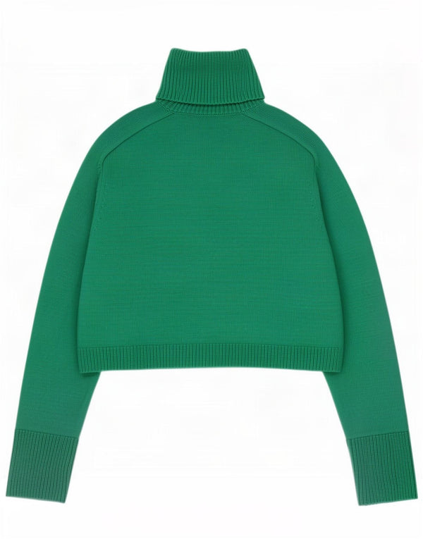 Zara Womens Crop Oversized rullehals sweater UK 10 Small Green