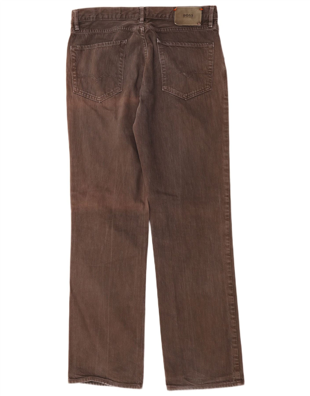 Hugo Boss Herre Regular Fit Straight Jeans W34 L33 Brun Bomuld