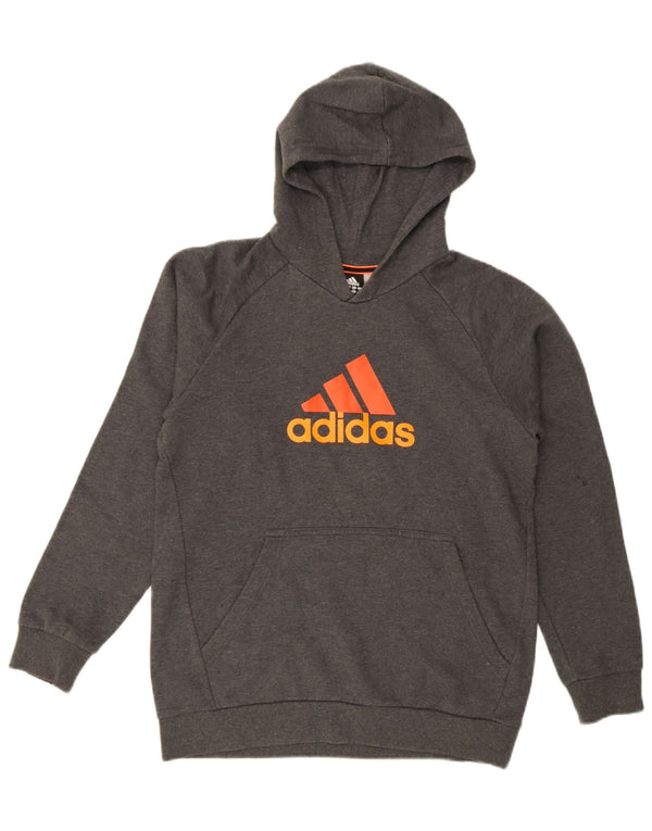 Adidas grafisk hættetrøje til drenge 15-16 år grå flækket bomuld