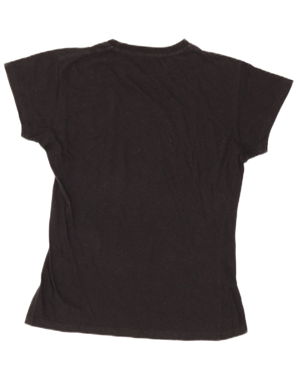 Hard Rock Cafe Dame London Grafisk T-Shirt Top UK 12 Medium Sort Bomuld