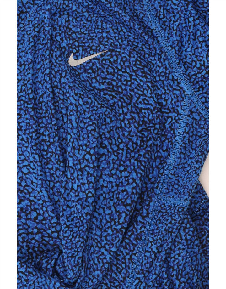 Nike T-Shirt Top UK 12 Medium Blue Geometrisk Polyester