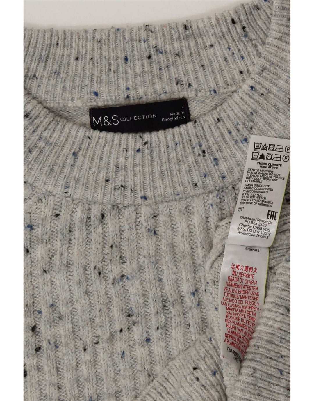 Marks & Spencer Dametrøjetrøje med rund hals DK 16 Stor grå flækket