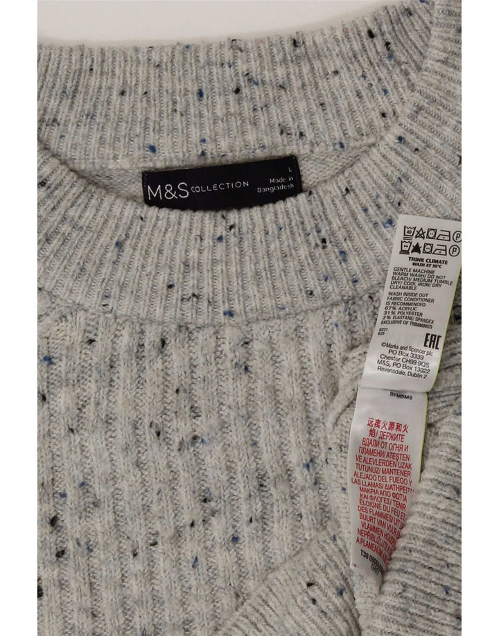 Marks & Spencer Dametrøjetrøje med rund hals DK 16 Stor grå flækket
