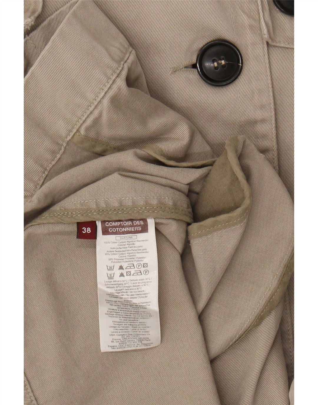 COMPTOIR DES COTONNIERS Womens Trench Coat EU 38 Medium Grey Cotton