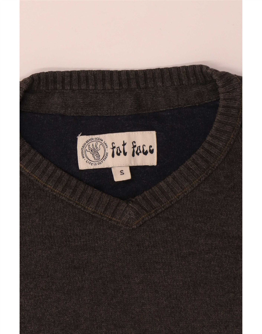 Fedt ansigt Herre rund hals sweater lille grå bomuld