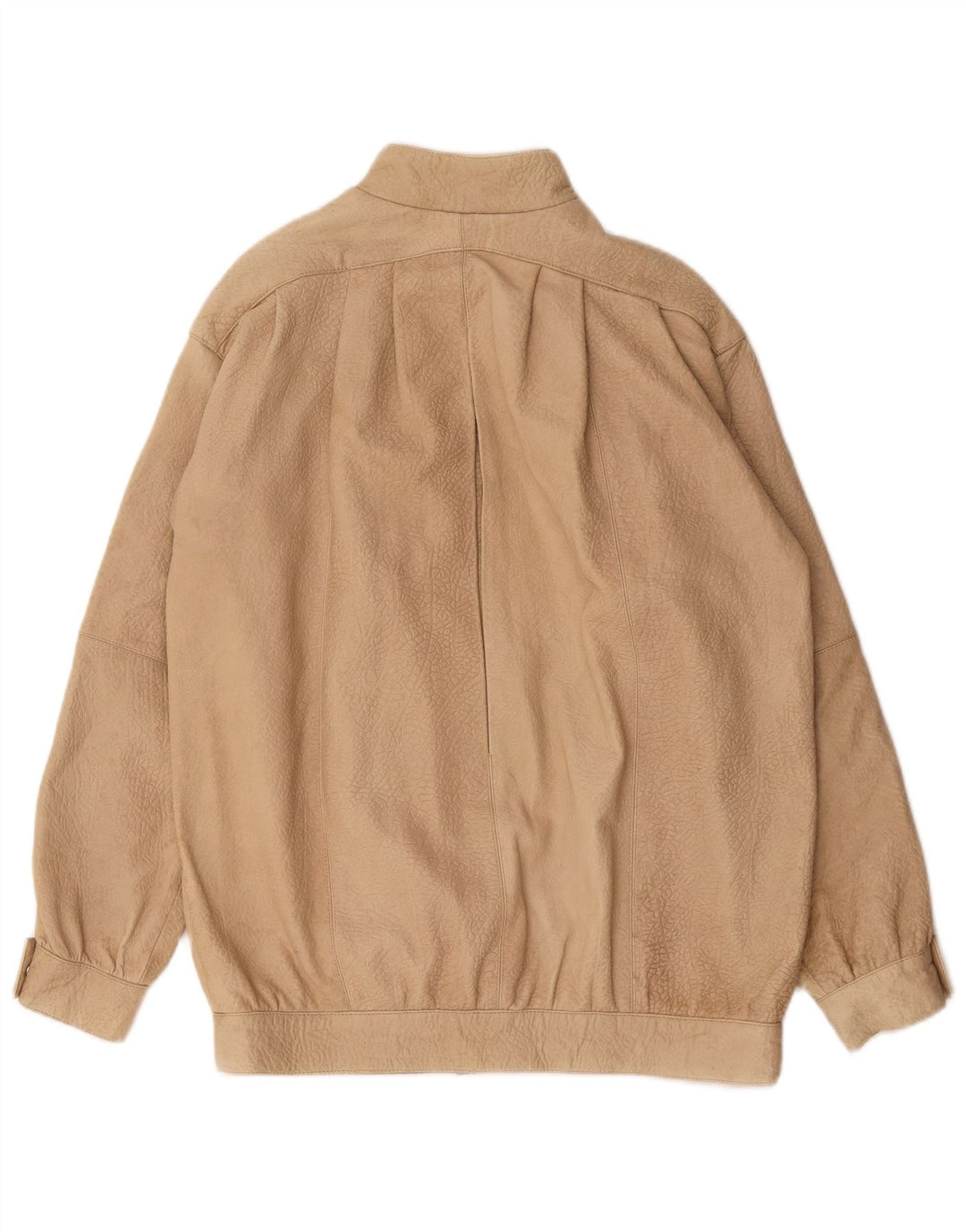 Vintage Dame Oversized Læderjakke EU 36 Small Beige Animal Print