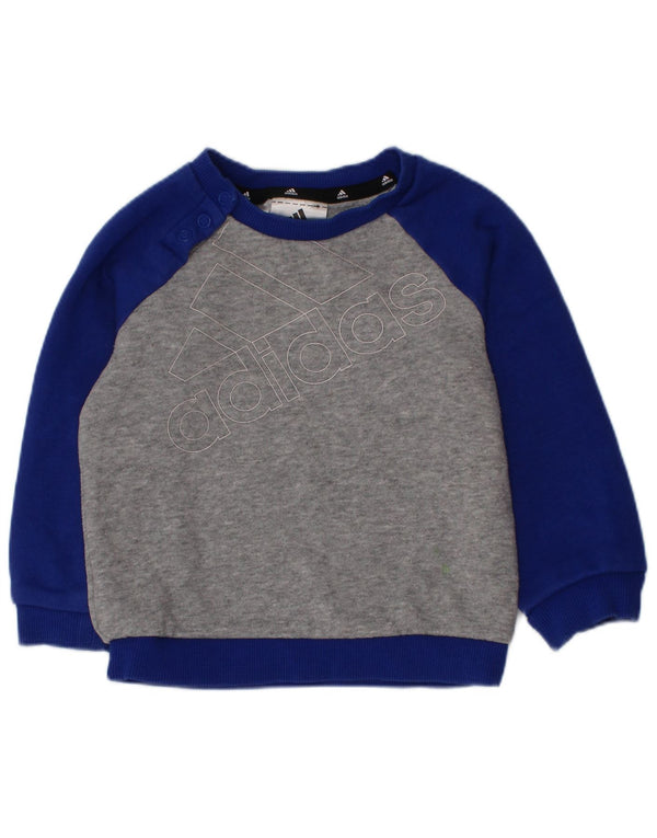 Adidas Baby Boys Graphic Sweatshirt Jumper 9-12 Måneder Grå Colourblock