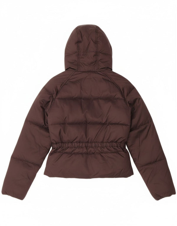 Benetton Dame Hætte Hætte Polstret Jakke UK 10 Small Brown Winter