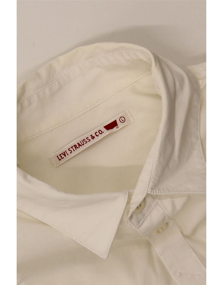 LEVI'S Mens Short Sleeve Shirt Large White Vintage Levi's and Second-Hand Levi's from Messina Hembry 