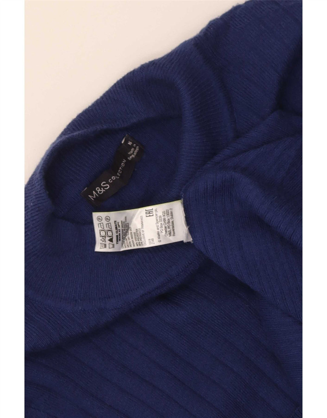 Marks & Spencer Dame Turtle Neck Jumper Sweater UK 16 Large Navy Blue