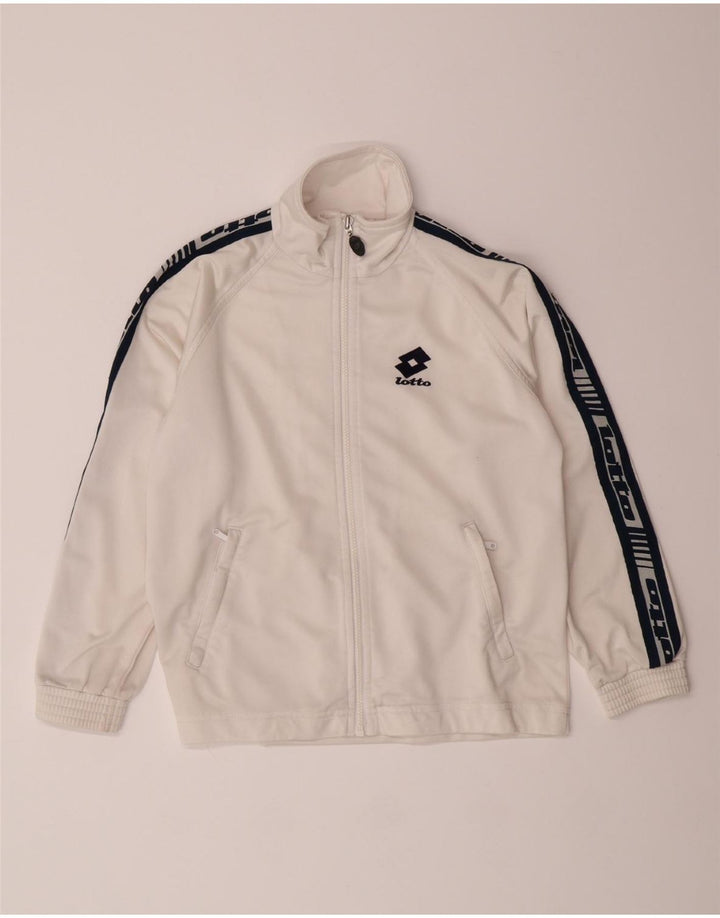 LOTTO Boys Graphic Tracksuit Top Jacket 11-12 Years Off White Polyester Vintage Lotto and Second-Hand Lotto from Messina Hembry 