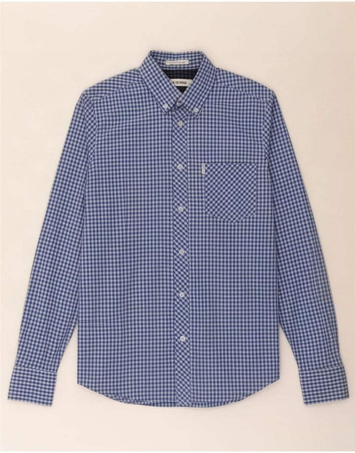Ben Sherman herreskjorte lille blå Gingham bomuld