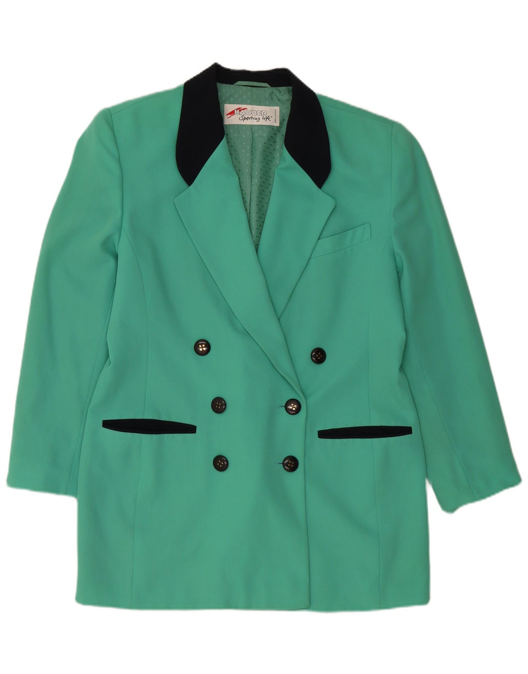 HAUBER Dame Dobbeltradet Blazer Jacket UK 16 Stor turkis