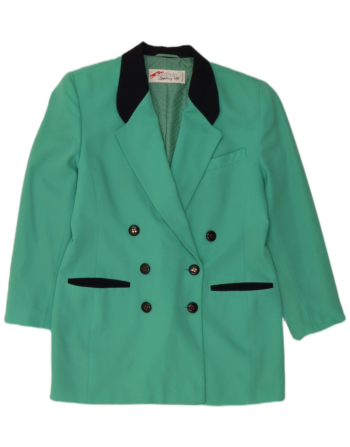 HAUBER Dame Dobbeltradet Blazer Jacket UK 16 Stor turkis