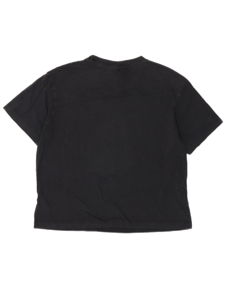 NIKE Womens Crop Oversized T-shirt Top UK 10 Small Black Bomuld