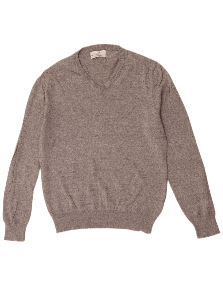 Marks & Spencer Herre V-hals sweater Stor grå bomuld