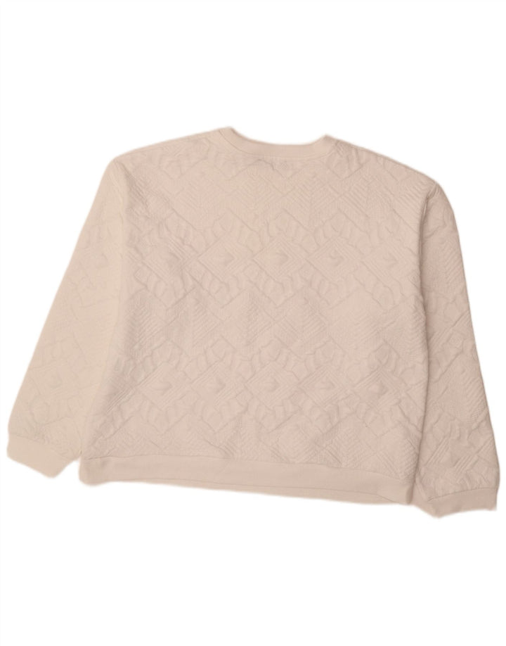 Zara Dame Oversized Sweatshirt Jumper UK 16 Stor Hvid Geometrisk